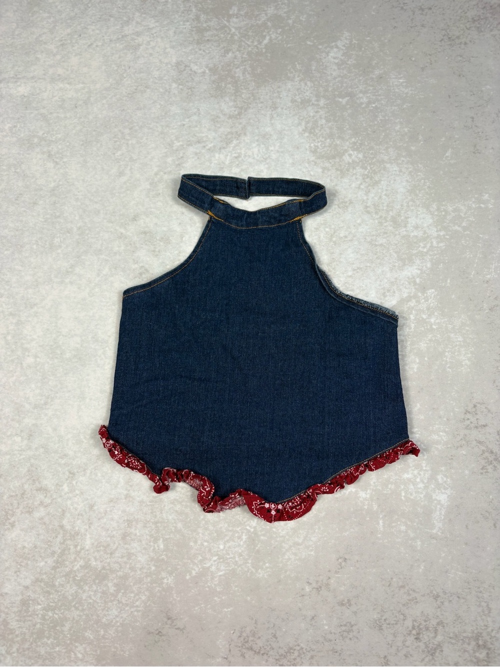 Nova Kids Denim Halter Top Bandana Ruffle Hem Size 14/16